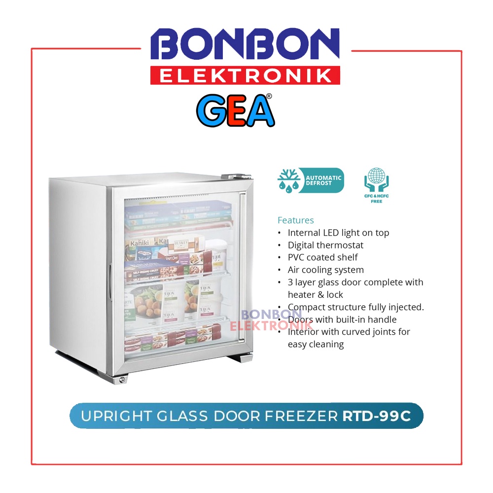 Jual GEA Upright Glass Door Freezer 90L RTD 99C 90 Liter RTD 99 C