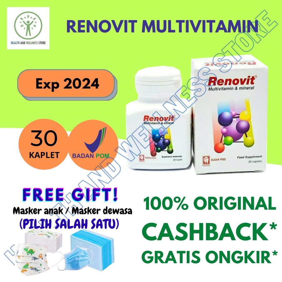 Jual RENOVIT MULTIVITAMIN BOTOL 30 KAPLET 30 TABLET 30 TAB UNTUK