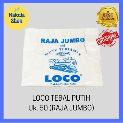 Jual Kantong Plastik Kresek Loco Tebal Putih 1000 Gram Ukuran 50 RAJA