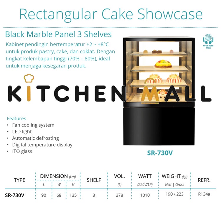 Jual Gea Sr V Display Cake Showcase Rectangular Cake Chocolate