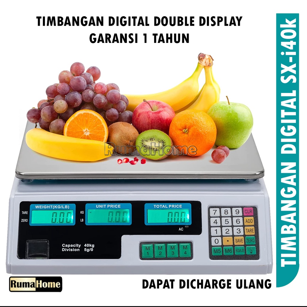 Jual I 40K Digital Computing Scale 40Kg Double Display Timbangan