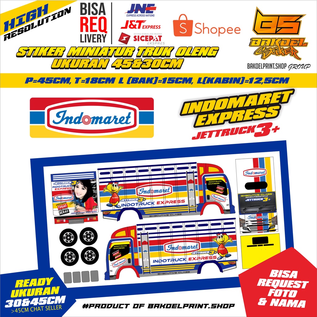 Jual STIKER MINIATUR TRUK OLENG MOTIF ALFAMART INDOMARET Uk 30 45CM