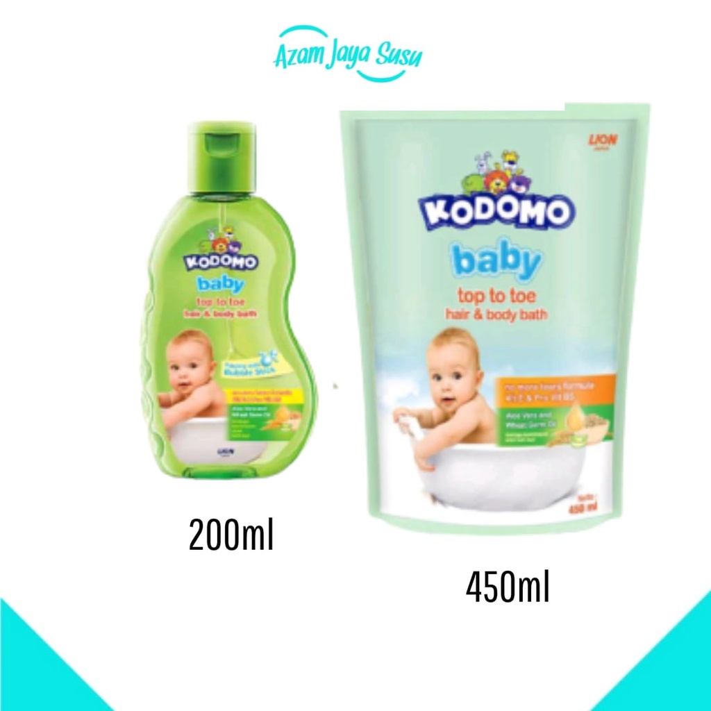 Jual KODOMO TOP TO TOE WASH HAIR BODY BATH WASH REFILL 200ml 400ml