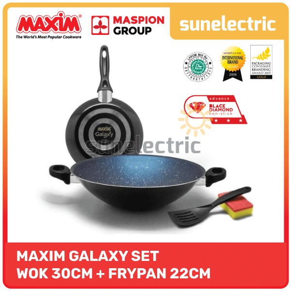 Jual Maxim Galaxy 2 Pcs Set Frypan 22 Cm Wok 30 Cm Spatula