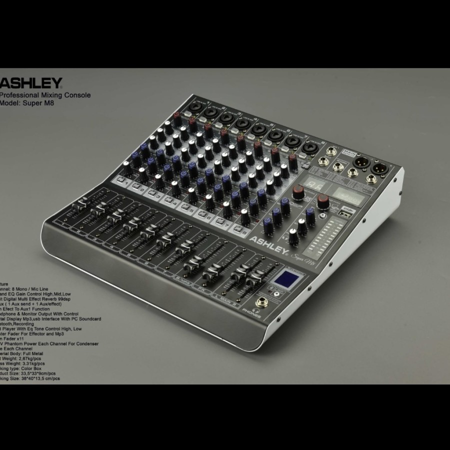 Jual MIXER AUDIO ASHLEY SUPER M8 8CH USB BLUETOOTH RECORDING TO PC BARU