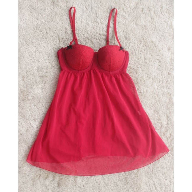 Jual Lingerie Sexy Baju Tidur Wanita Sexy Baby Doll Merah Original Cut