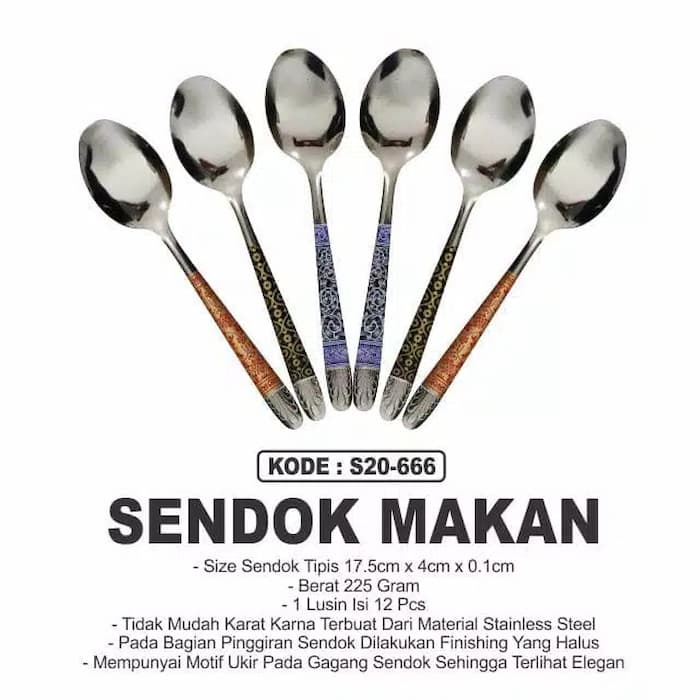 Jual COD Sendok Makan Batik Stainess 1lusin 12buah Stainless Steel