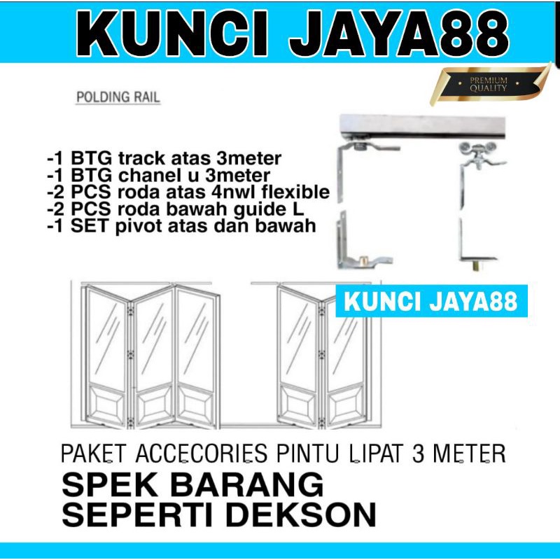 Jual Componen Pintu Lipat Meter Set Complete Rel Pintu Lipat Roda