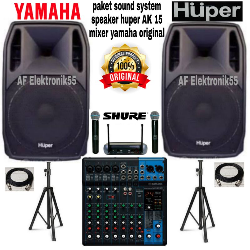 Jual Paket Sound System Speaker Huper AK 15 Mixer Yamaha Original