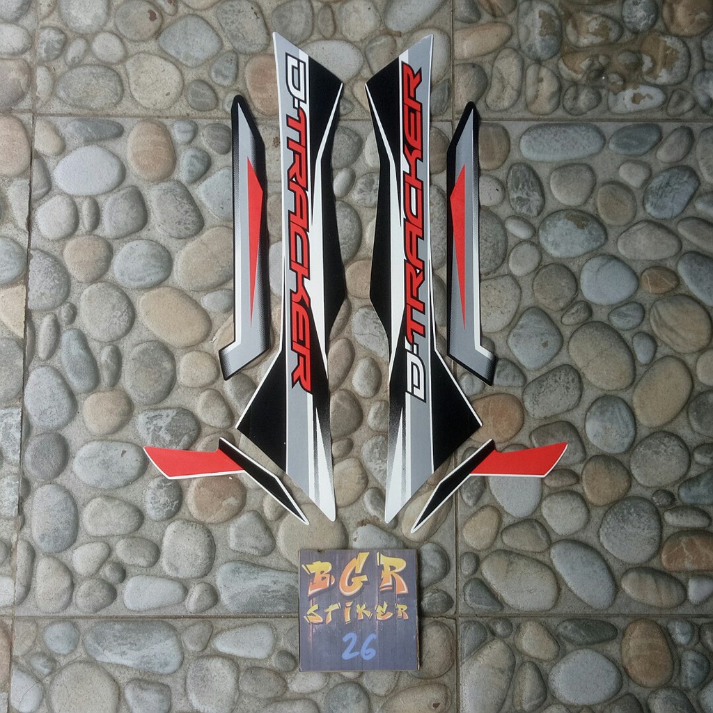 Jual Stiker Striping List Body Motor Kawasaki D Tracker Putih Merah