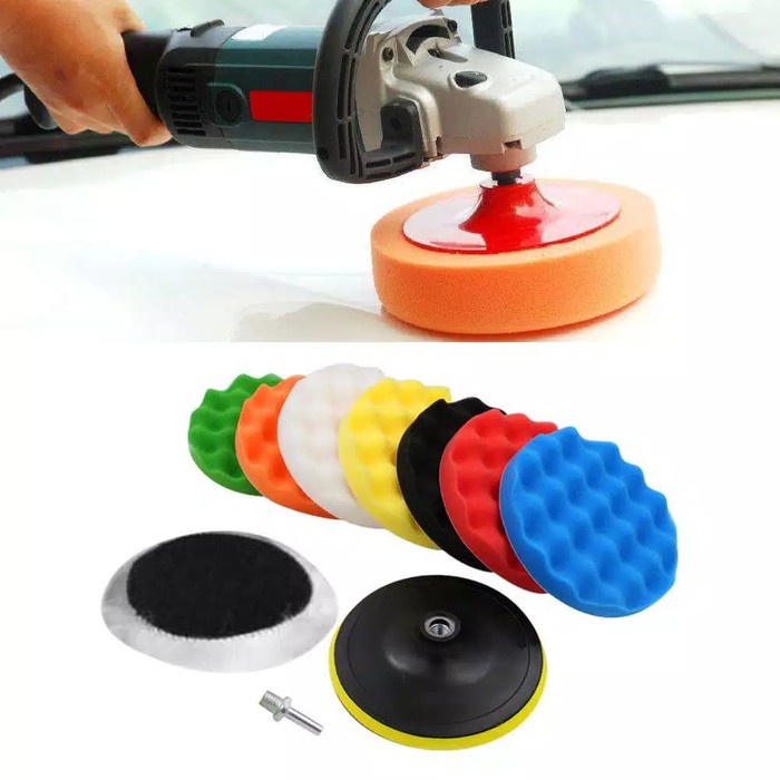 Jual SPONGE POLISHING 3 PAD VELCRO BUSA POLES MOBIL MOTOR SET 10