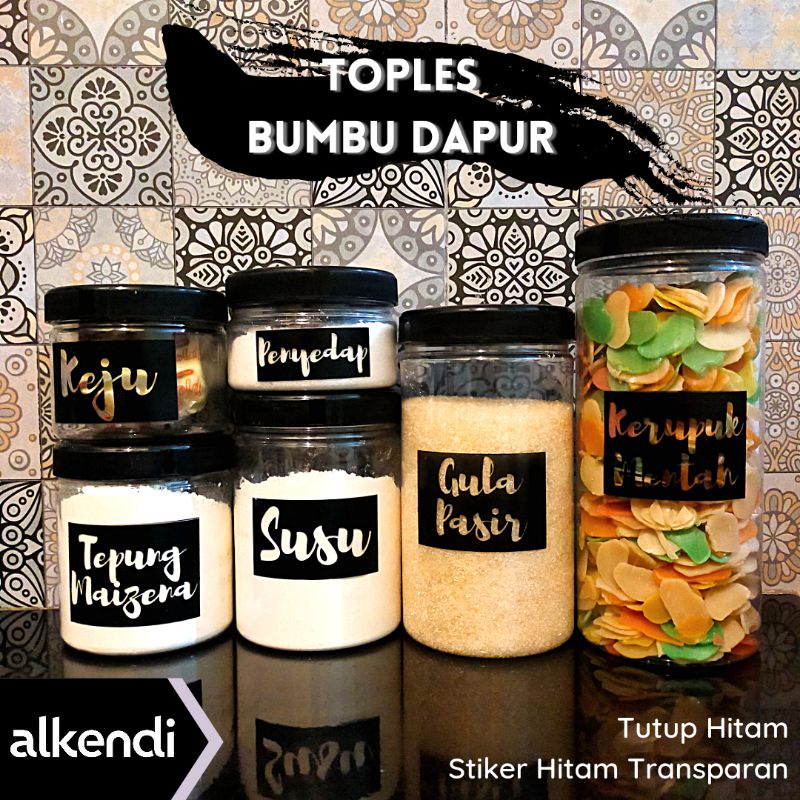 Jual Tabung Toples Bumbu Dapur Hitam Tutup Warna Hitam Shopee