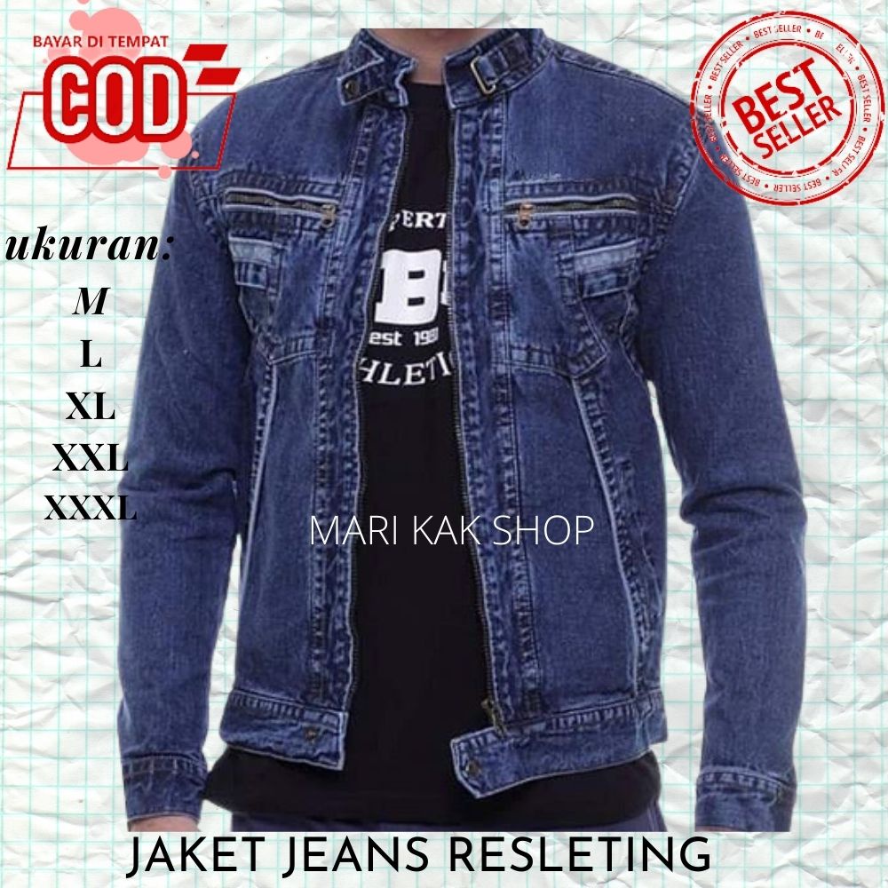 Jual Jaket Jeans Pria Resleting Jumbo Jaket Jeans Zipper Jacket Denim