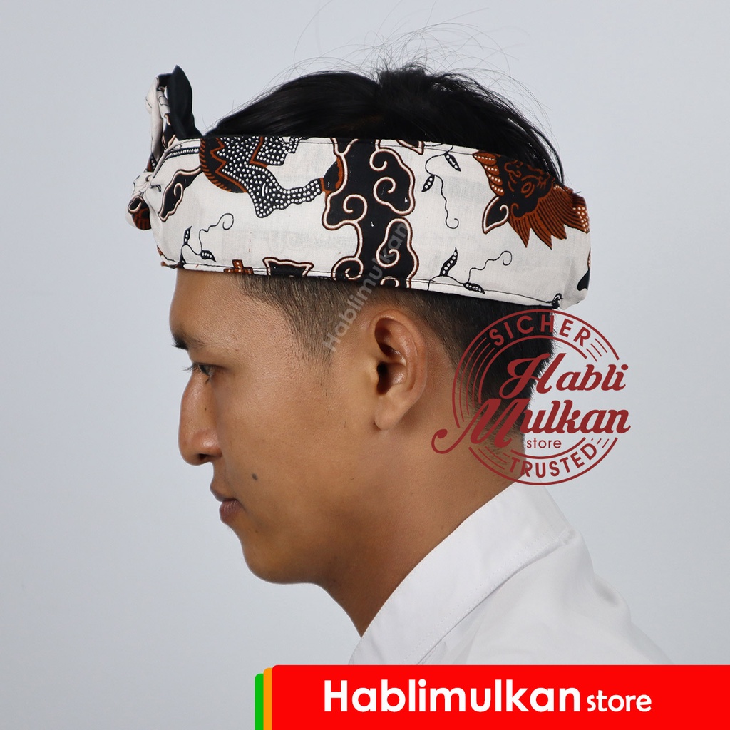 Jual Iket Kepala Tradisional Sunda Jawa Batik Singo Barong Putih Bukan