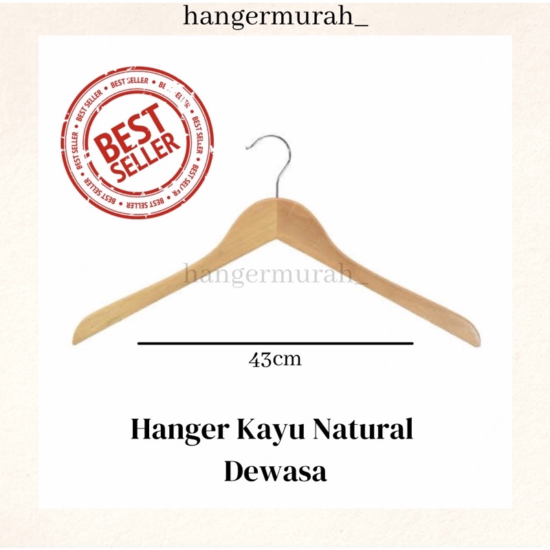 Jual Hanger Kayu Dewasa Warna Natural Murah Shopee Indonesia