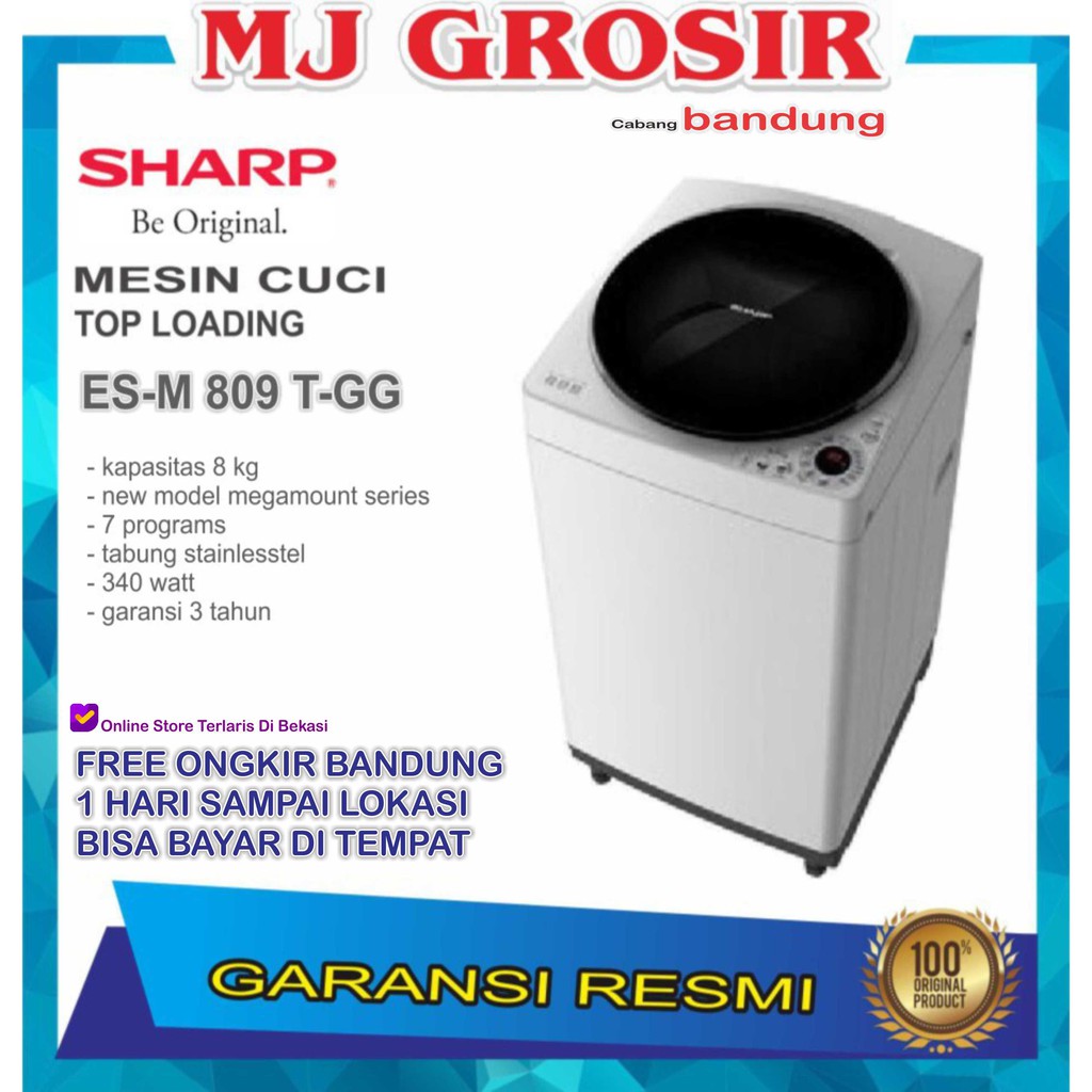 Jual MESIN CUCI SHARP ESM 809 TGG 8KG 1 TABUNG ESM809 TOP LOADING 8 KG