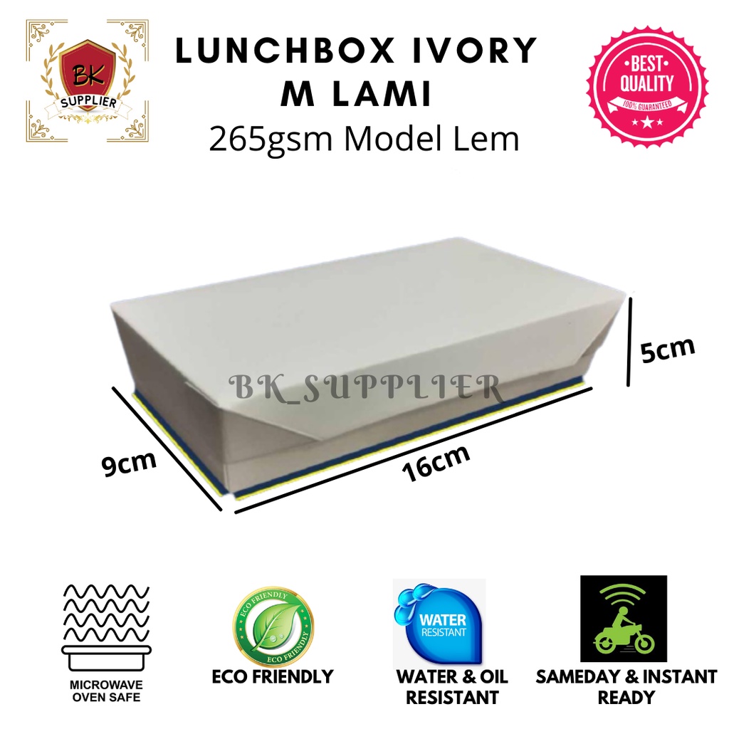 Jual Lunch Box Paper Lem 1pcs Paper Lunchbox Ivory Polos Lunch Box