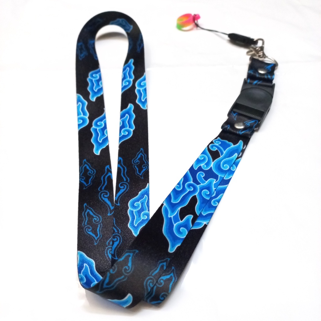 Jual Lanyard Printing HP ID Card Batik Mega Mendung Free Karet Oring