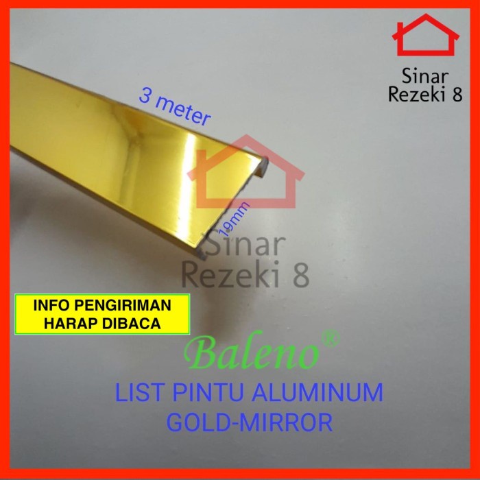 Jual List Pintu GOLD MIRROR Lis Profil Aluminium Edging Frame Lemari EA