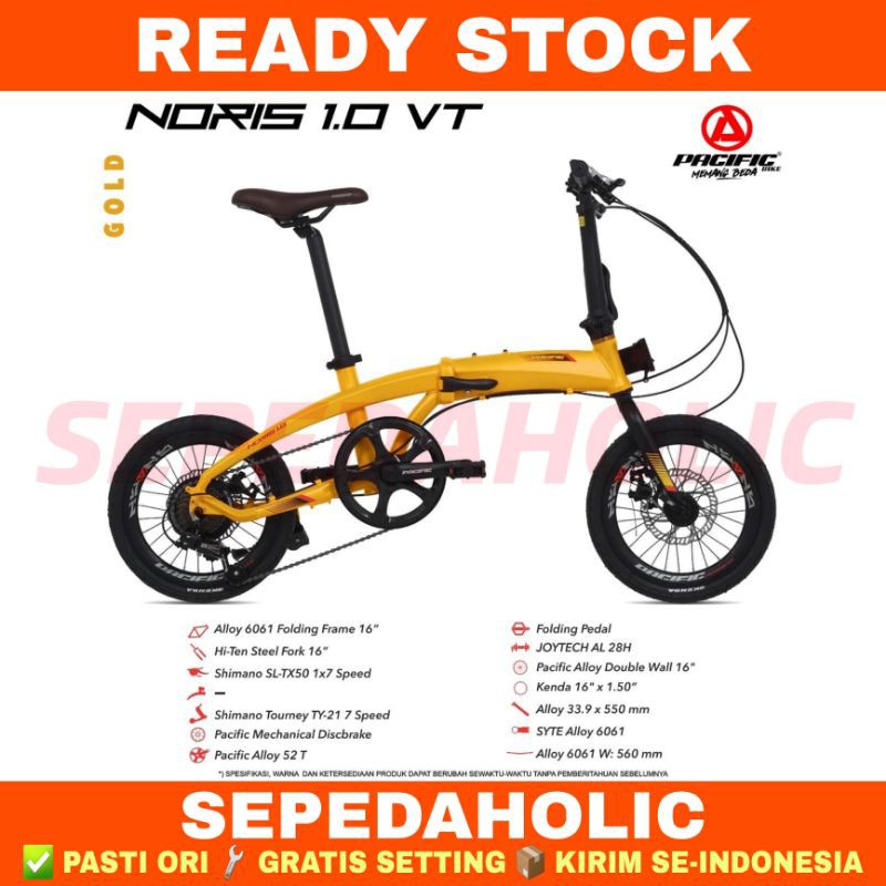 Jual NEW 2021 Sepeda Lipat 16 Inch PACIFIC NORIS 1 0 VT Alloy 7 Speed