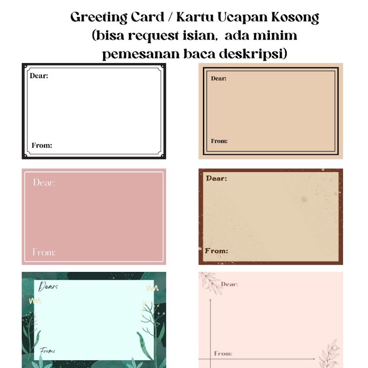 Jual KARTU UCAPAN KOSONG GREETINGS CARD KARTU KOSONG BLANK CARD