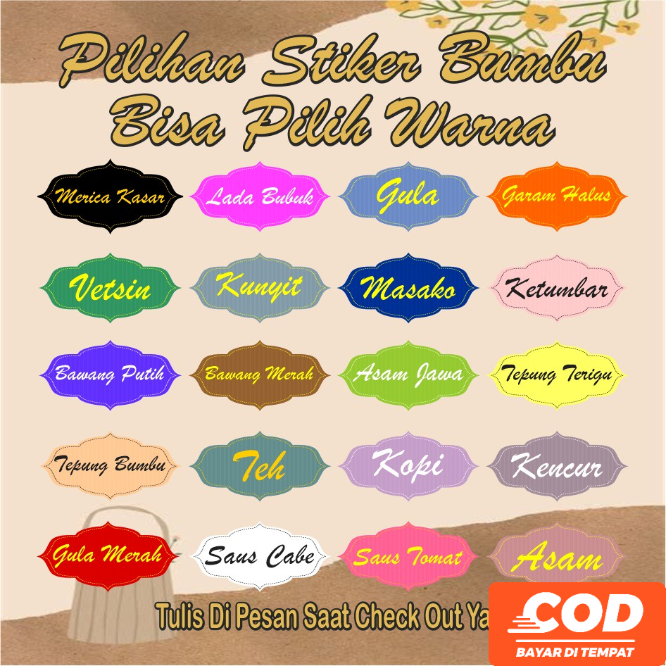 Jual Stiker Label Nama Bumbu Dapur Stiker Penanda Bumbu Dapur Bisa