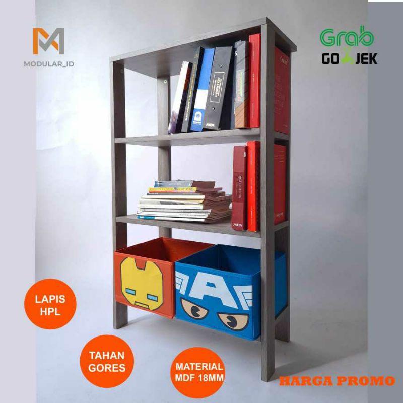 Jual Rak Buku Kayu Rak Serba Guna 3 Susun Lemari Buku GRAB GOJEK