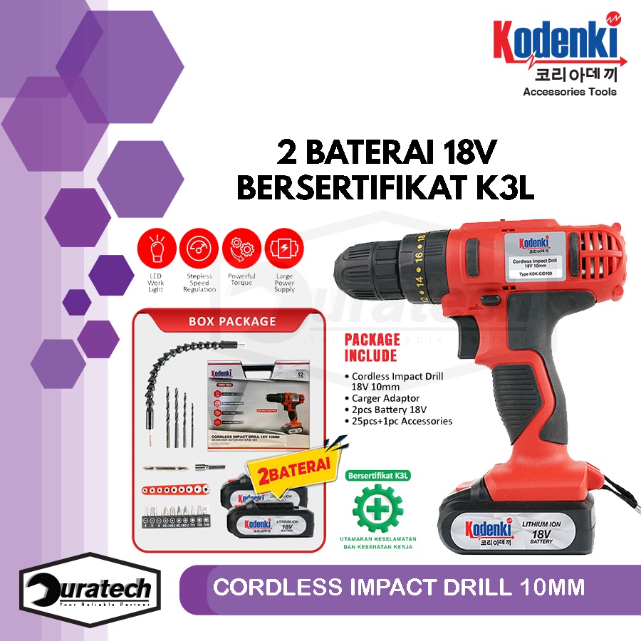 Jual Cordless Impact Drill Mm Mesin Bor Tembok Baterai Batre V