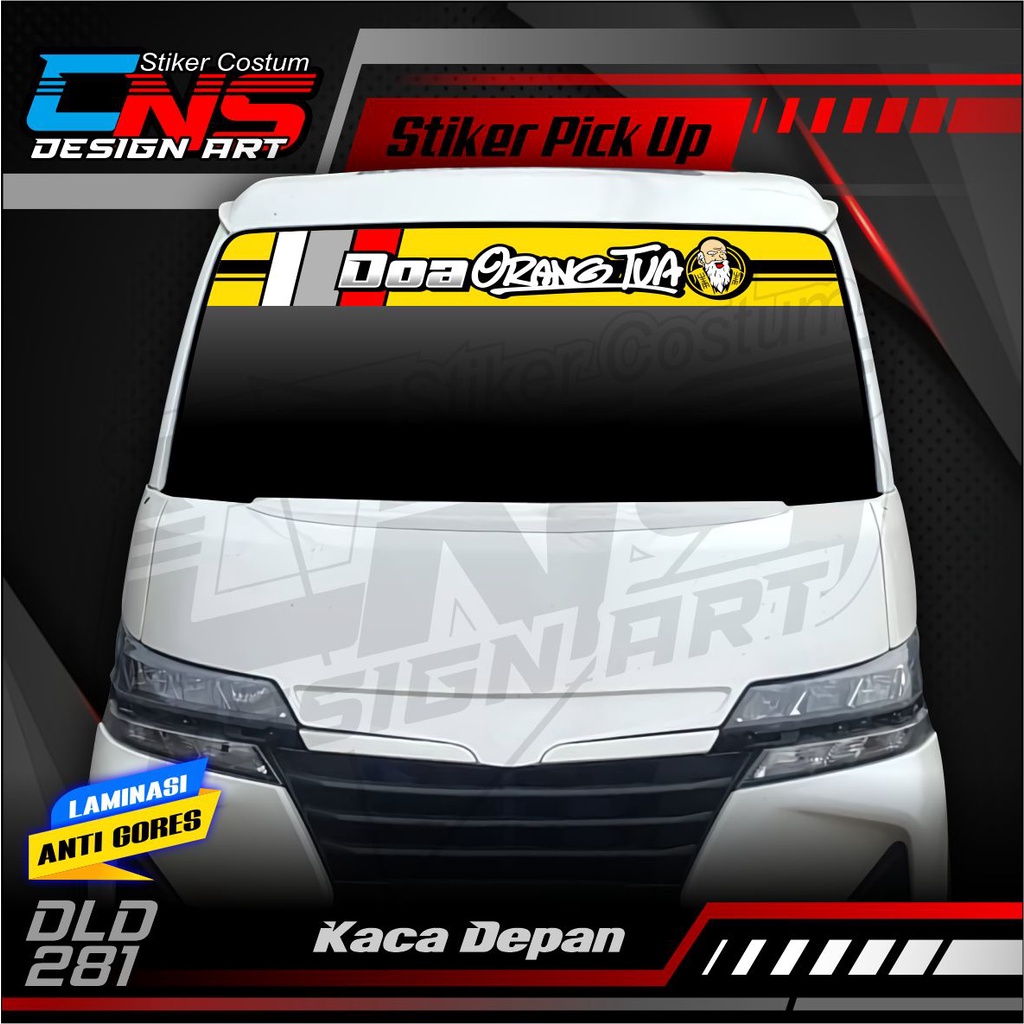 Jual Stiker Decal Kaca Depan DOA ORANG TUA All Mobil Pick Up Bisa