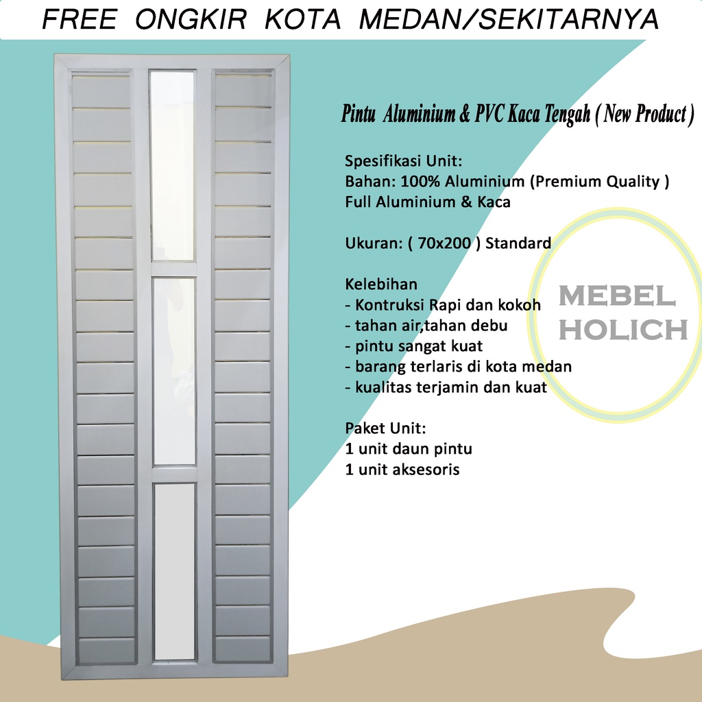 Jual PINTU KAMAR MANDI ALUMINIUM PVC 70X200 BISA REQUEST UKURAN