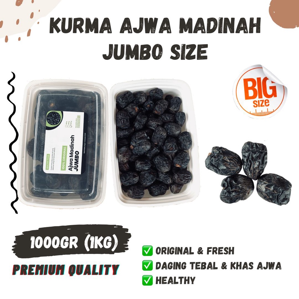 Jual KURMA AJWA JUMBO 1kg Repack 1 Kg Besar Premium Madinah Korma Nabi