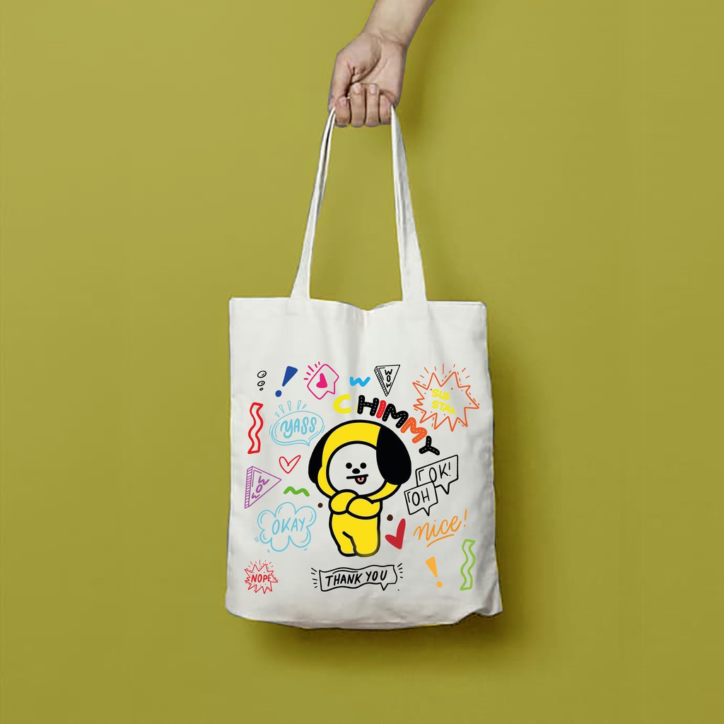 Jual Totebag Wanita Pria Unisex Kanvas Chimmy BT21 BTS Totebag Kanvas