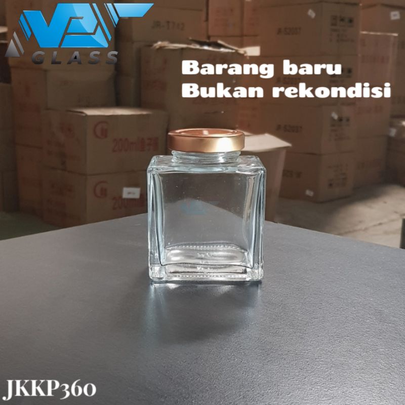 Jual JKKP360 Jar Kaca Square 360ml Toples Kaca Kotak 360ml Tebal