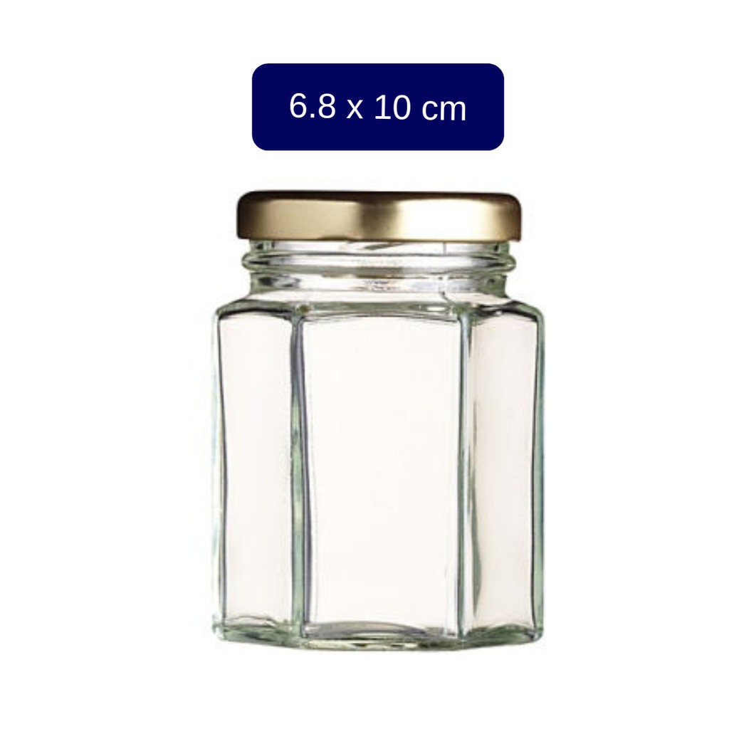 Jual ACSINDO Toples Kaca Segi Enam Hexagon Glass Jar 280ml P005