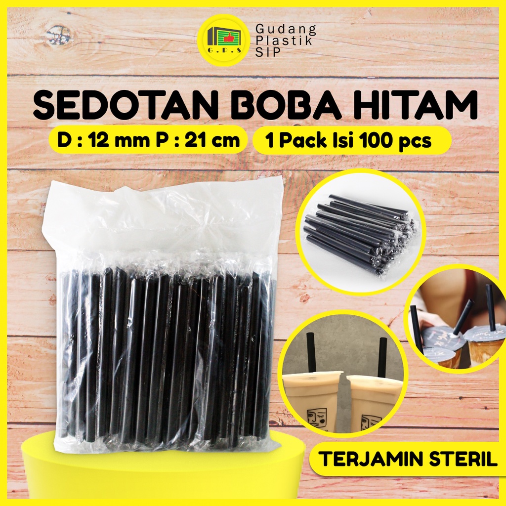 Jual Sedotan Boba Hitam Runcing Mm X Cm Higenis Steril Bungkus