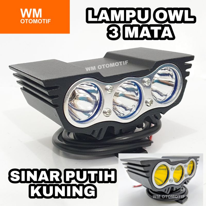 Jual Lampu LED Tembak Sorot OWL 3 Mata Ultrafire Putih Kuning Bar Cree