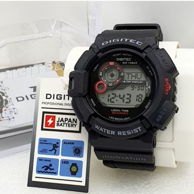 Jual Jam Tangan DIGITEC ORIGINAL DG 5028T Rubber Anti Air Full Black