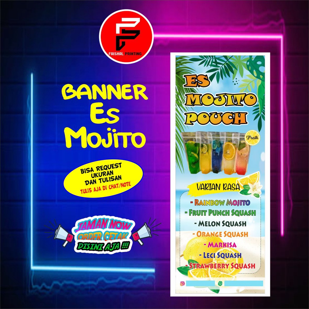 Jual Spanduk Banner Warung Minuman Es Mojito Ukuran X Meter