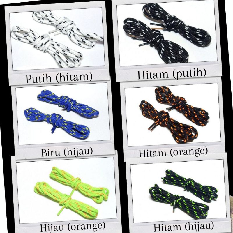 Jual Tali Sepatu 100cm Sepasang Bulat Motif Bintik Warna Pria Wanita