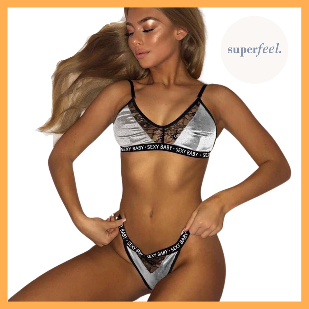 Jual SFL LINGERIE SET BIKINI SATIN GLOSS SEXY LACE RENDA AMERICAN STYLE