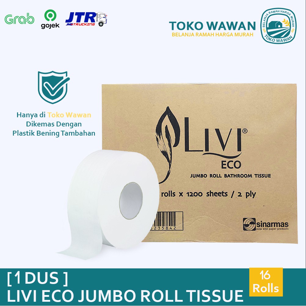 Jual Tissue LIVI Eco Toilet JRT 1200 Sheet 1 DUS KARTON Isi 16 ROLL