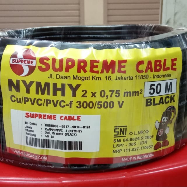 Jual SUPREME Kabel NYYHY NYMHY 2x0 75 Mm 50 Meter Shopee Indonesia