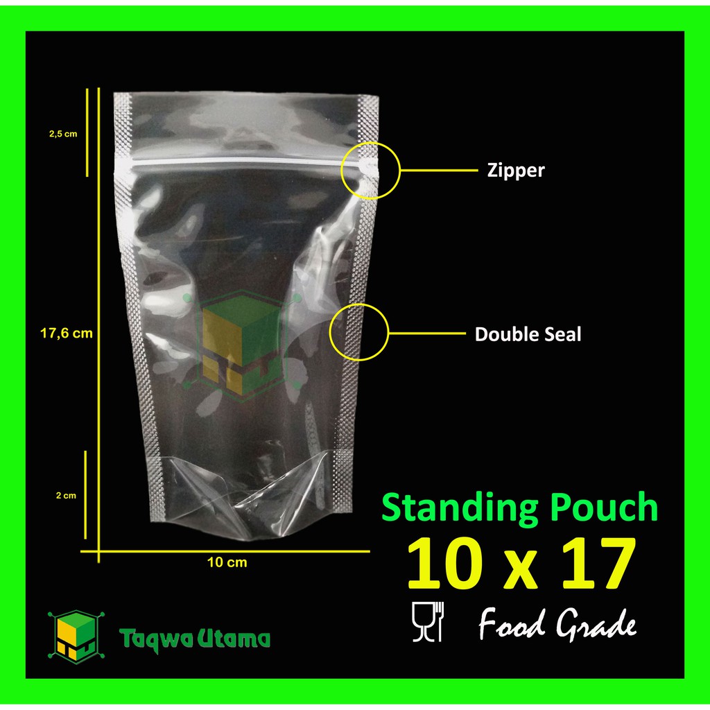 Jual Plastik Kemasan Standing Pouch X Transparan Zipper Double Seal