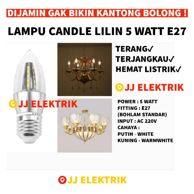 Jual Lampu Bohlam Led Lilin Hias Gantung Dekoraso Watt W Fitting E