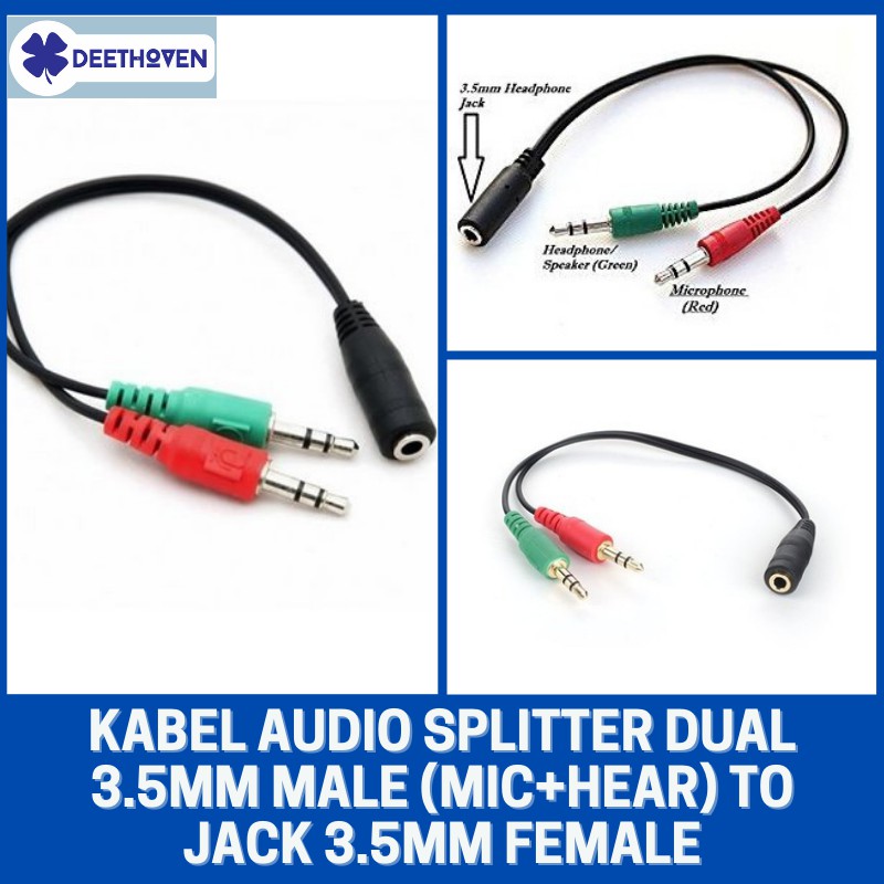 Jual Kabel Audio Splitter Dual Mm Male Mic Hear To Jack Mm