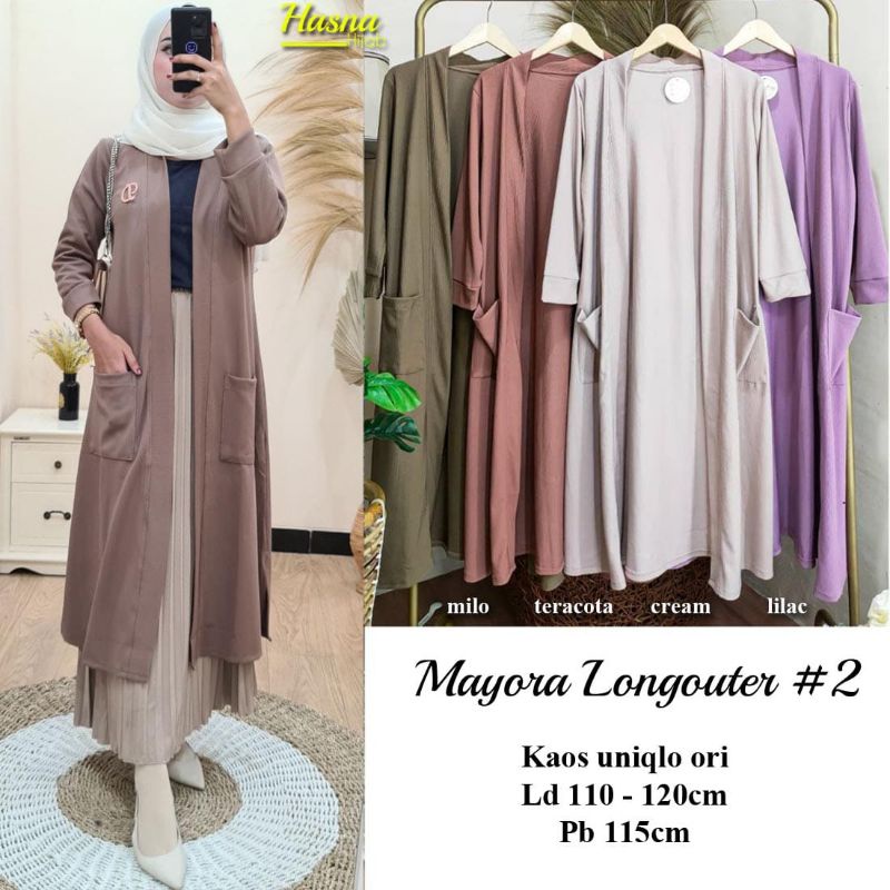 Jual Outer Mayora Long Outer Bahn Kaos Uniqlo Bisa Dipakai Jumbo