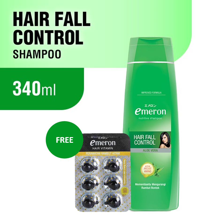 Jual Emeron Hair Fall 340 ML Free Emeron Hair Vitamin Black Shine