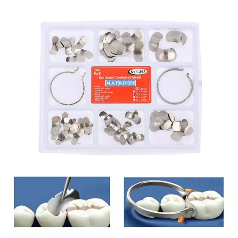 Jual MATRIX BANDS SECTIONAL COUNTOURED METAL Isi 100 Pieces DENTAL