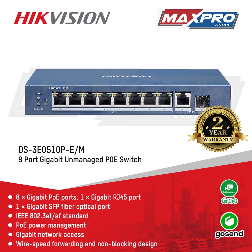 Jual Ds E P E M Hikvision Gigabit Poe Switch Port Uplink