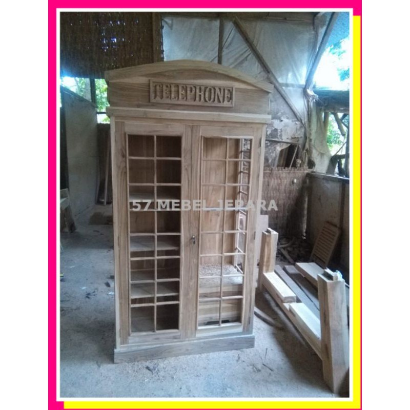 Jual Mebel Jati Lemari Hias Pajangan Telephone 2 Pintu Lemari Hias